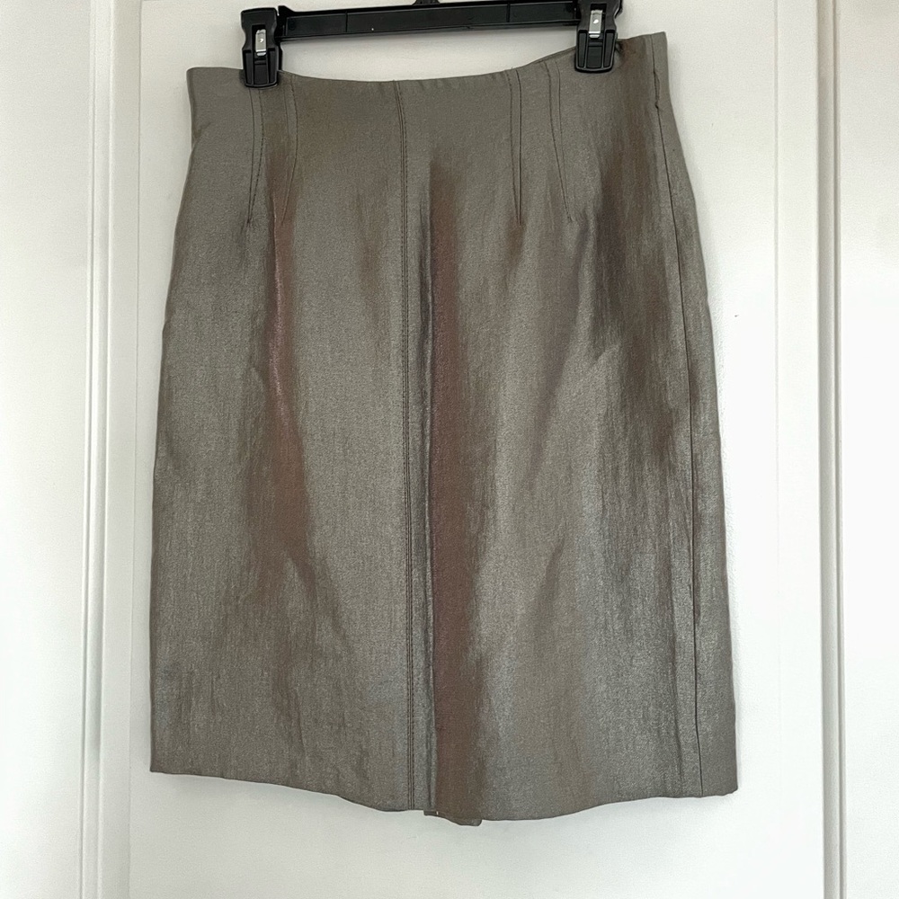 Ann Taylor Metallic Gray Silver Pewter Pencil Skirt 6 Elevated Minimalist